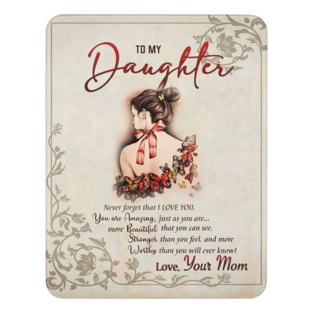 To My Daughter Gift, Love Letter Daughter And Mom Door Sign (Contemporary Vert)