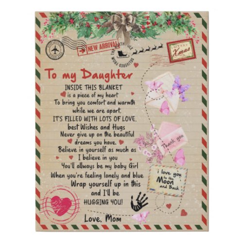 To My Daughter Gift Love Letter Daughter And Mom Faux Canvas Print