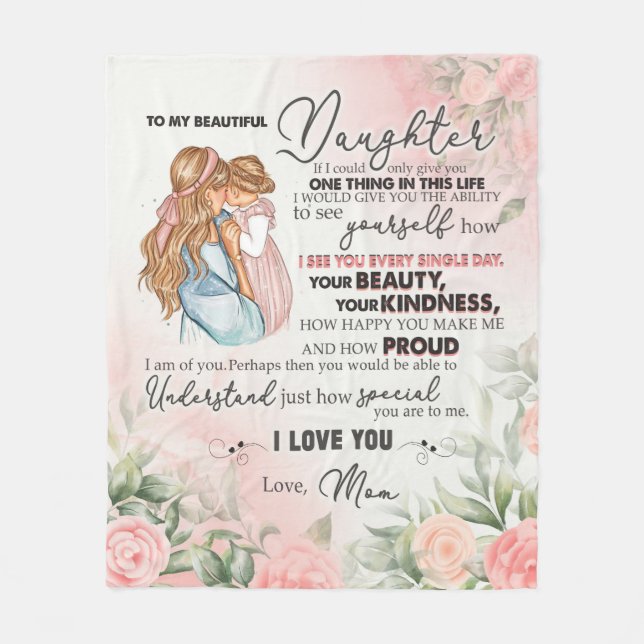 To My Daughter Gift, Love Letter Daughter And Mom Fleece Blanket (Front)