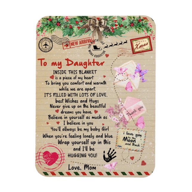 To My Daughter Gift, Love Letter Daughter And Mom Magnet (Vertical)