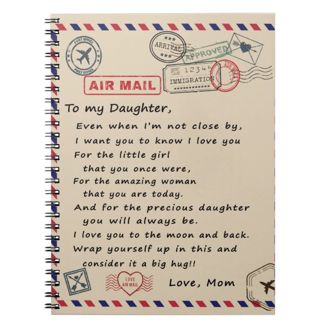 To My Daughter Gift, Love Letter Daughter And Mom Notebook (Front)