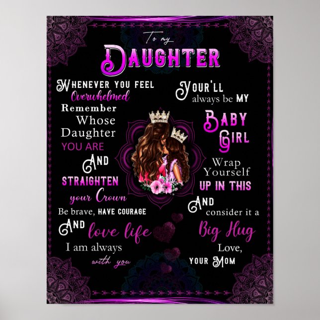 To My Daughter Gift, Love Letter Daughter And Mom Poster (Front)