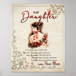 To My Daughter Gift, Love Letter Daughter And Mom Poster