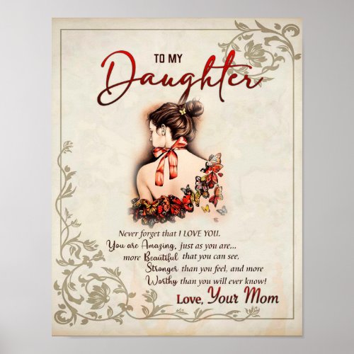 To My Daughter Gift Love Letter Daughter And Mom Poster