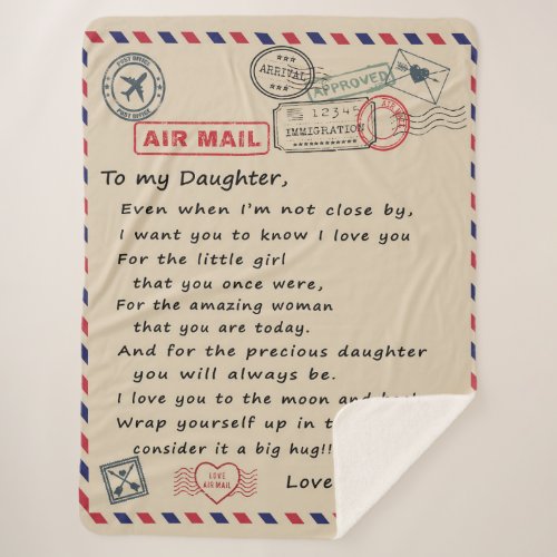 To My Daughter Gift Love Letter Daughter And Mom Sherpa Blanket