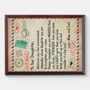 To My Daughter Gift, Love Letter To Our Daughter Award Plaque