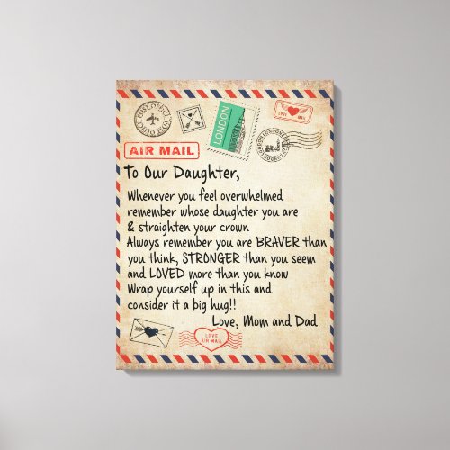 To My Daughter Gift Love Letter To Our Daughter Canvas Print