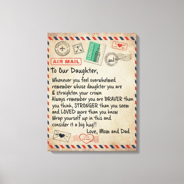 To My Daughter Gift, Love Letter To Our Daughter Canvas Print (Front)