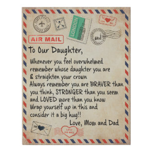 To My Daughter Gift, Love Letter To Our Daughter Faux Canvas Print