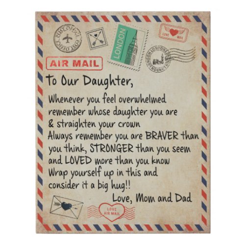 To My Daughter Gift Love Letter To Our Daughter Faux Canvas Print