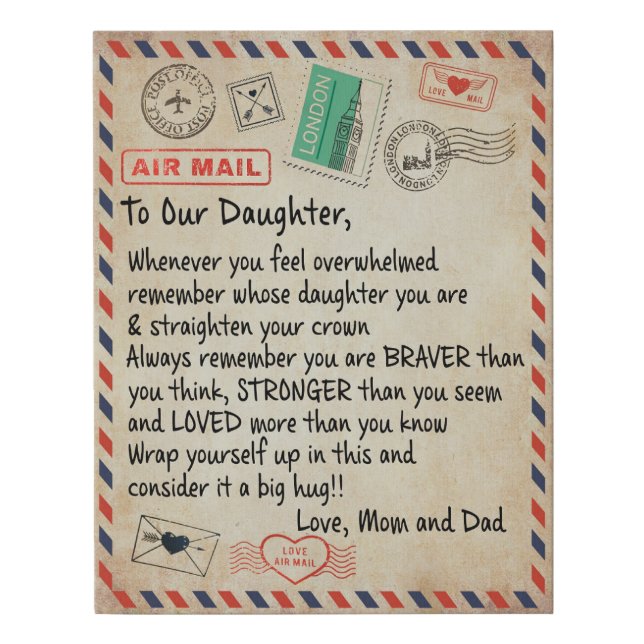 To My Daughter Gift, Love Letter To Our Daughter Faux Canvas Print (Front)