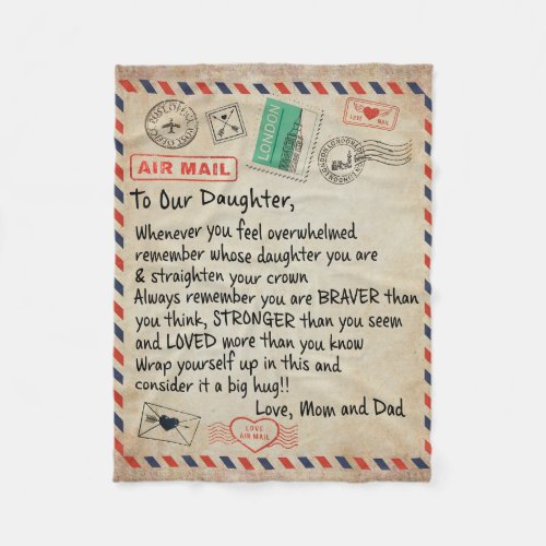 To My Daughter Gift Love Letter To Our Daughter Fleece Blanket