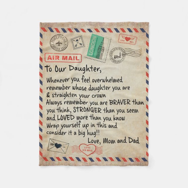 To My Daughter Gift, Love Letter To Our Daughter Fleece Blanket (Front)