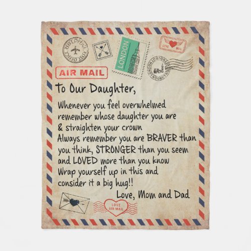 To My Daughter Gift Love Letter To Our Daughter Fleece Blanket