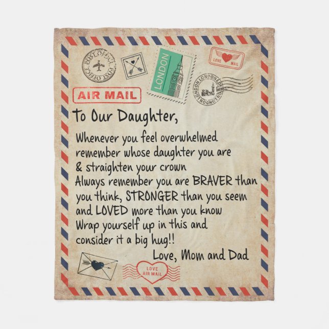 To My Daughter Gift, Love Letter To Our Daughter Fleece Blanket (Front)