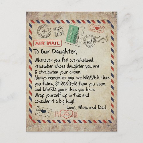 To My Daughter Gift Love Letter To Our Daughter Postcard