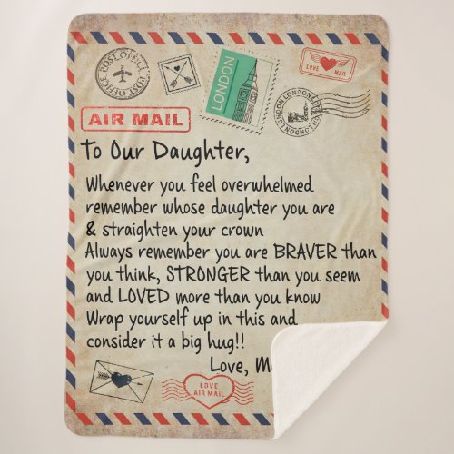 To My Daughter Gift Love Letter To Our Daughter Sherpa Blanket