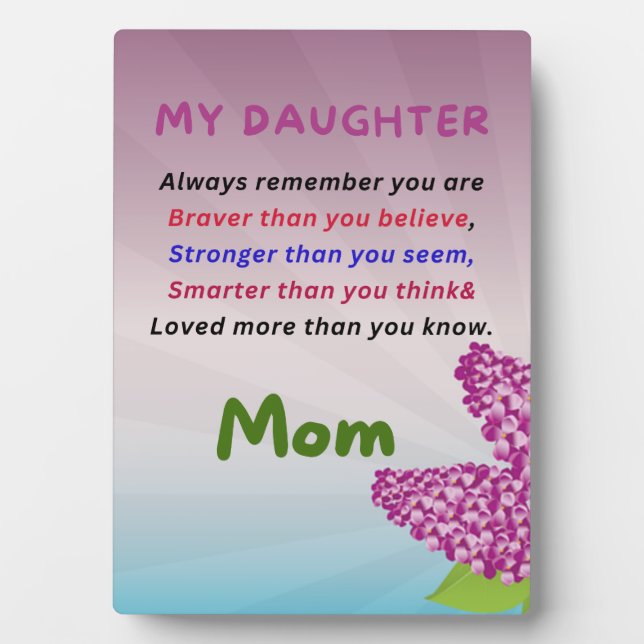 To my daughter gift, love, typography plaque (Front)
