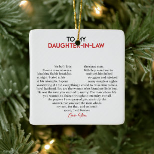 To my daughter -in-law ceramic ornament