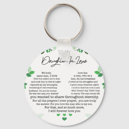 To my daughter in law keychain