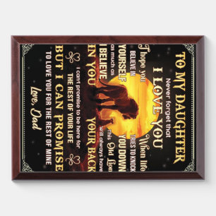 To My Daughter Lion Family Gift, Daughter Birthday Award Plaque