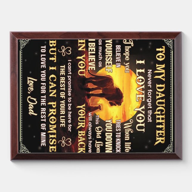 To My Daughter Lion Family Gift, Daughter Birthday Award Plaque (Horizontal)