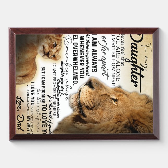 To My Daughter Lion Family Gift, Daughter Birthday Award Plaque (Horizontal)