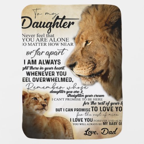 To My Daughter Lion Family Gift Daughter Birthday Baby Blanket