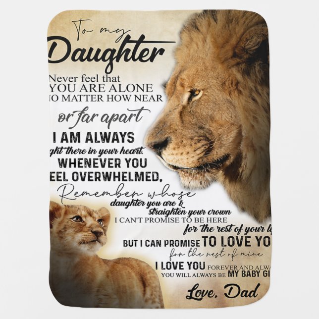 To My Daughter Lion Family Gift, Daughter Birthday Baby Blanket (Front)