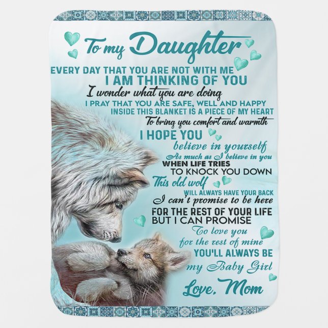 To My Daughter Lion Family Gift, Daughter Birthday Baby Blanket (Front)