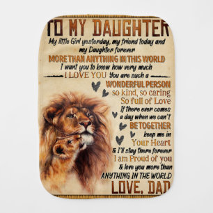 To My Daughter Lion Family Gift, Daughter Birthday Baby Burp Cloth
