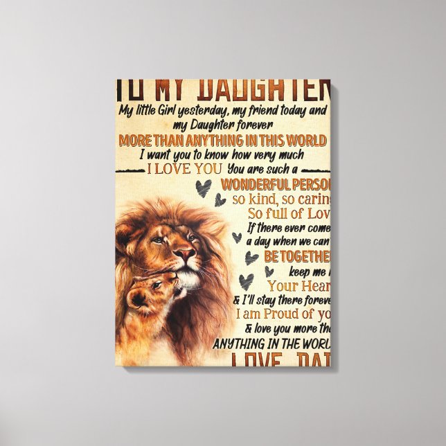 To My Daughter Lion Family Gift, Daughter Birthday Canvas Print (Front)