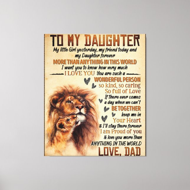 To My Daughter Lion Family Gift, Daughter Birthday Canvas Print (Front)
