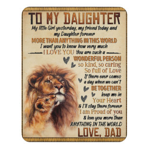To My Daughter Lion Family Gift, Daughter Birthday Door Sign