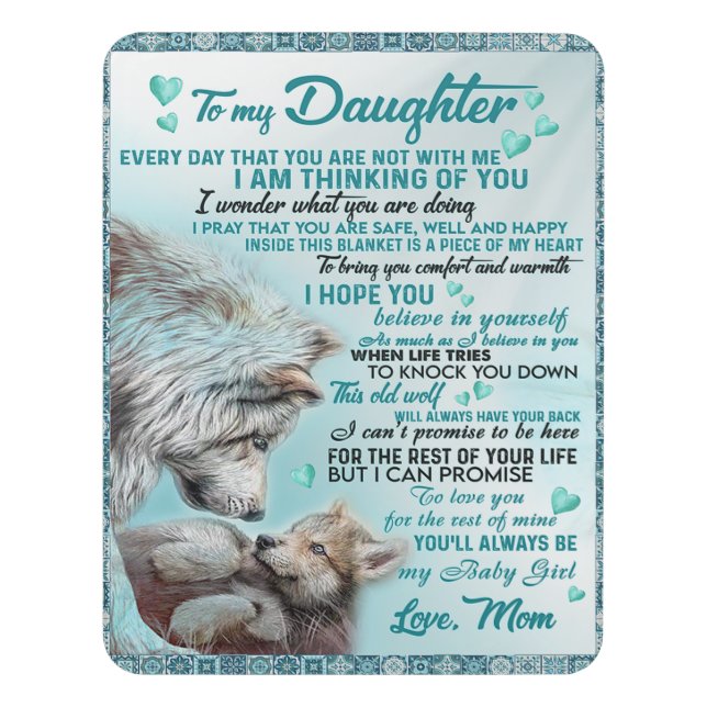 To My Daughter Lion Family Gift, Daughter Birthday Door Sign (Contemporary Vert)
