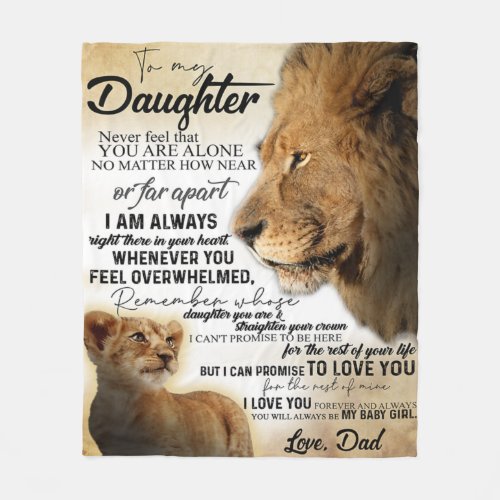 To My Daughter Lion Family Gift Daughter Birthday Fleece Blanket