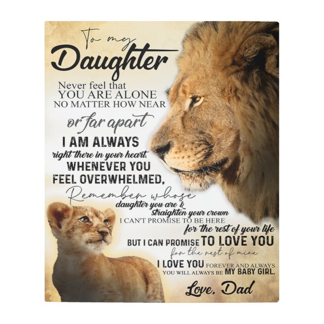 To My Daughter Lion Family Gift, Daughter Birthday Metal Print (Front)