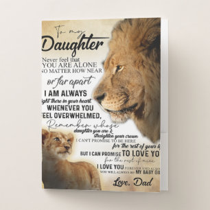 To My Daughter Lion Family Gift, Daughter Birthday Pocket Folder