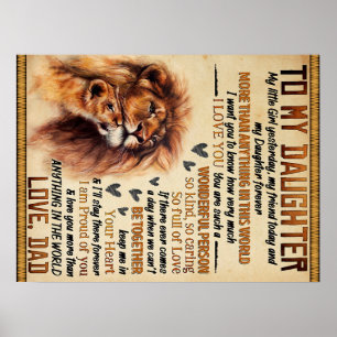 To My Daughter Lion Family Gift, Daughter Birthday Poster