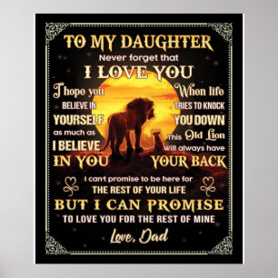 To My Daughter Lion Family Gift, Daughter Birthday Poster