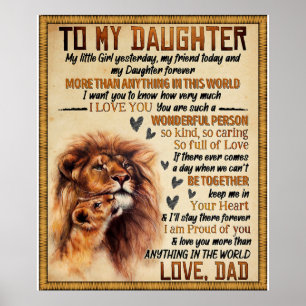 To My Daughter Lion Family Gift, Daughter Birthday Poster