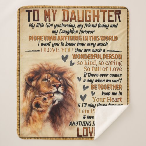 To My Daughter Lion Family Gift Daughter Birthday Sherpa Blanket