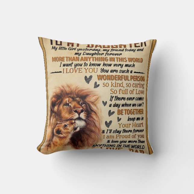 To My Daughter Lion Family Gift, Daughter Birthday Throw Pillow (Front)