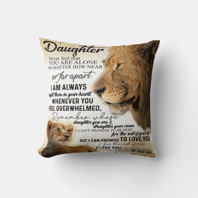 To My Daughter Lion Family Gift, Daughter Birthday Throw Pillow (Front)