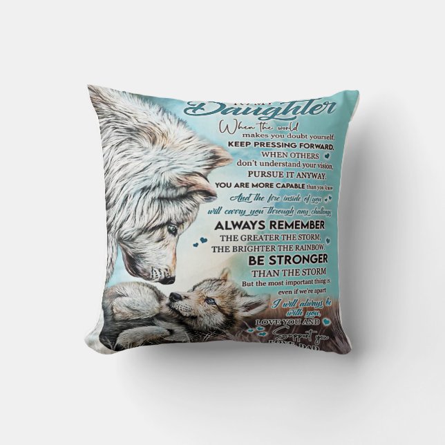 To My Daughter Lion Family Gift, Daughter Birthday Throw Pillow (Front)