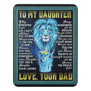 To My Daughter Lion Gift, Gift From Lion Dad Door Sign