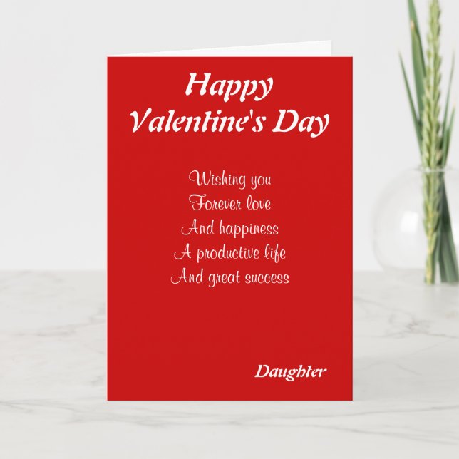 To my daughter on valentine's day holiday card (Front)