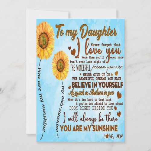 To my daughter  Special letter to my daughter Holiday Card