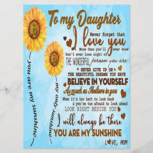 To my daughter Special letter to my daughter Menu