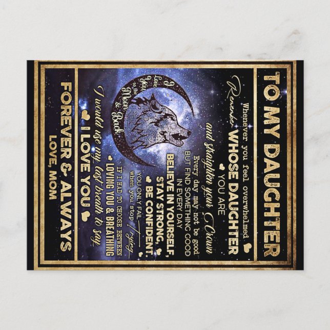 To My Daughter Wolf Birthday Gift, Funny Gift Postcard (Front)